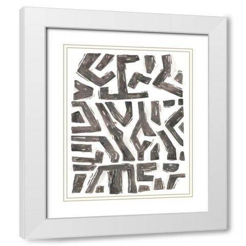 Tribal Geometry III White Modern Wood Framed Art Print with Double Matting by Vess, June Erica