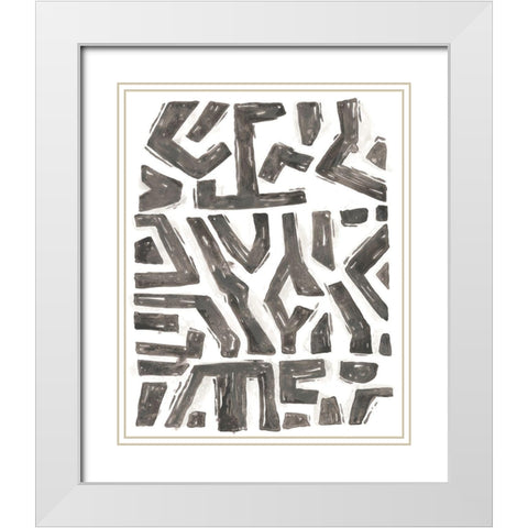 Tribal Geometry III White Modern Wood Framed Art Print with Double Matting by Vess, June Erica