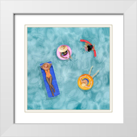 Poolside I White Modern Wood Framed Art Print with Double Matting by Popp, Grace