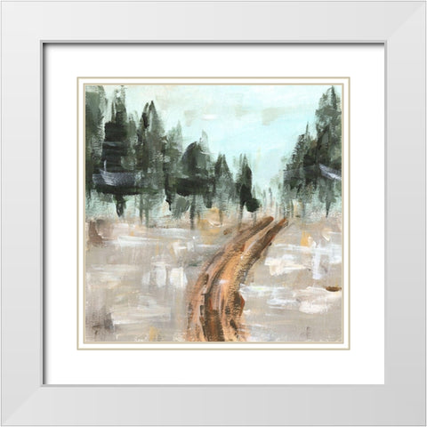Woodland Path II White Modern Wood Framed Art Print with Double Matting by Wang, Melissa
