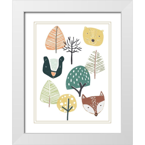 Woodland Faces I White Modern Wood Framed Art Print with Double Matting by Vess, June Erica