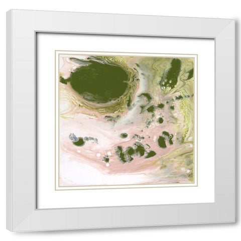 Lime Shimmer I White Modern Wood Framed Art Print with Double Matting by Wang, Melissa
