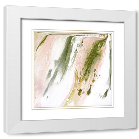 Lime Shimmer II White Modern Wood Framed Art Print with Double Matting by Wang, Melissa