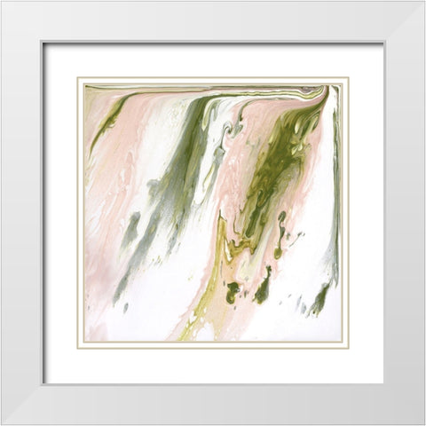 Lime Shimmer II White Modern Wood Framed Art Print with Double Matting by Wang, Melissa