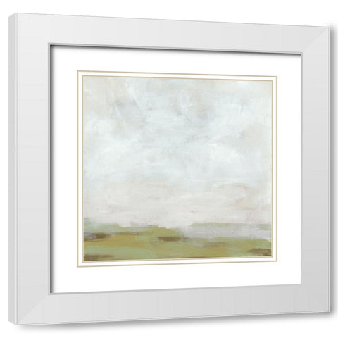 Moss Horizon I White Modern Wood Framed Art Print with Double Matting by Vess, June Erica