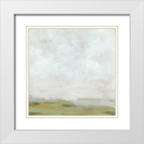 Moss Horizon I White Modern Wood Framed Art Print with Double Matting by Vess, June Erica