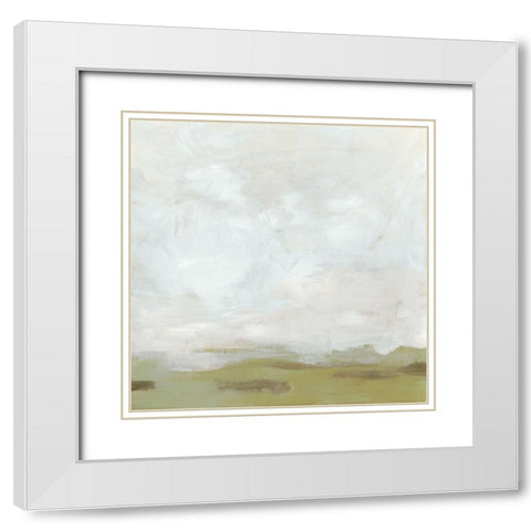 Moss Horizon II White Modern Wood Framed Art Print with Double Matting by Vess, June Erica