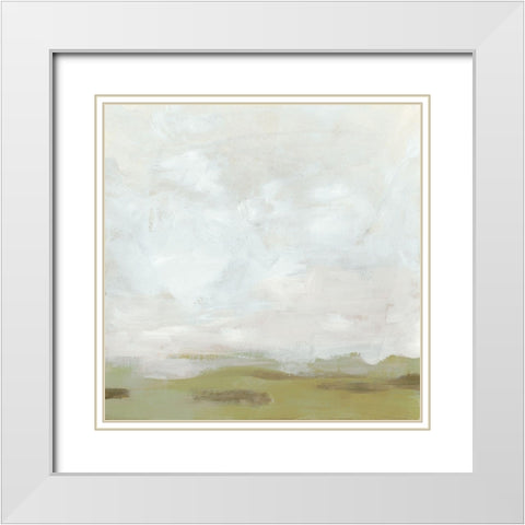 Moss Horizon II White Modern Wood Framed Art Print with Double Matting by Vess, June Erica