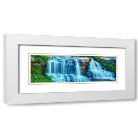 Waterfall Panorama II White Modern Wood Framed Art Print with Double Matting by McLoughlin, James