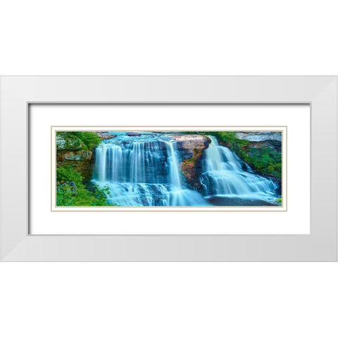Waterfall Panorama II White Modern Wood Framed Art Print with Double Matting by McLoughlin, James