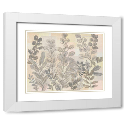 Leaf Pattern I White Modern Wood Framed Art Print with Double Matting by OToole, Tim