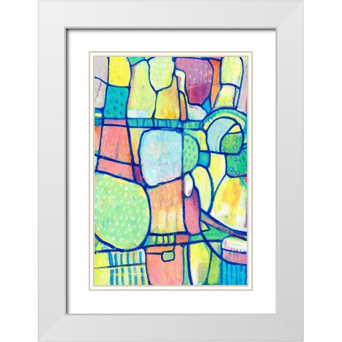 Stained Glass Composition I White Modern Wood Framed Art Print with Double Matting by OToole, Tim