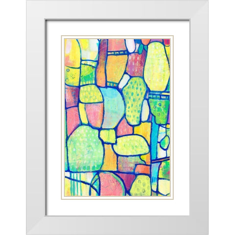 Stained Glass Composition II White Modern Wood Framed Art Print with Double Matting by OToole, Tim