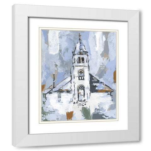 Cerulean Spire I White Modern Wood Framed Art Print with Double Matting by Warren, Annie