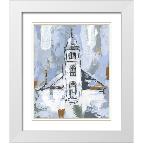 Cerulean Spire I White Modern Wood Framed Art Print with Double Matting by Warren, Annie