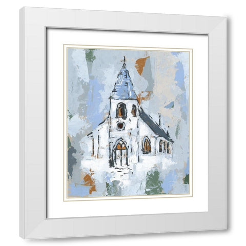 Cerulean Spire II White Modern Wood Framed Art Print with Double Matting by Warren, Annie