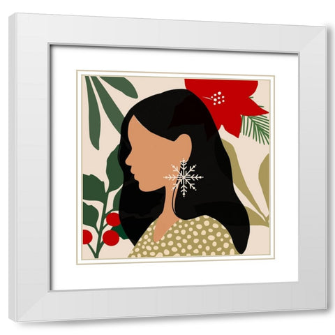 Christmas Earring II White Modern Wood Framed Art Print with Double Matting by Barnes, Victoria