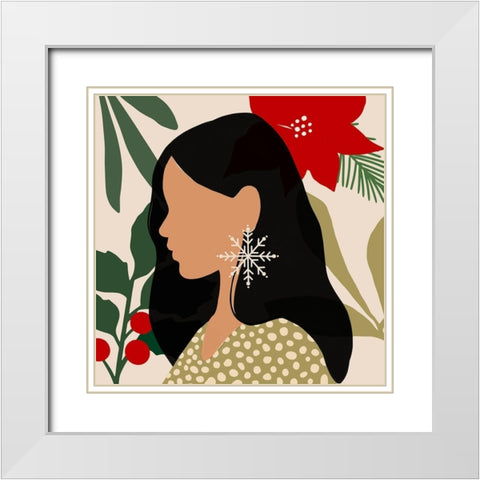 Christmas Earring II White Modern Wood Framed Art Print with Double Matting by Barnes, Victoria