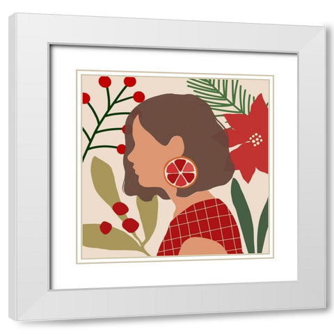 Christmas Earring IV White Modern Wood Framed Art Print with Double Matting by Barnes, Victoria