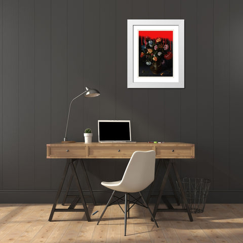 Sprayed Arrangement II White Modern Wood Framed Art Print with Double Matting by Barnes, Victoria