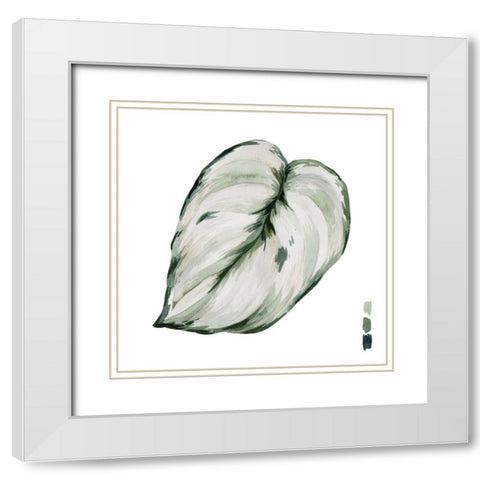 Scindapsus III White Modern Wood Framed Art Print with Double Matting by Wang, Melissa