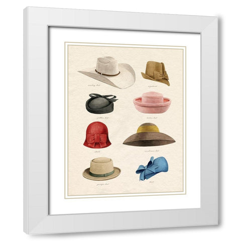 Vintage Hats I White Modern Wood Framed Art Print with Double Matting by Popp, Grace