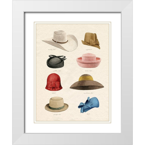 Vintage Hats I White Modern Wood Framed Art Print with Double Matting by Popp, Grace