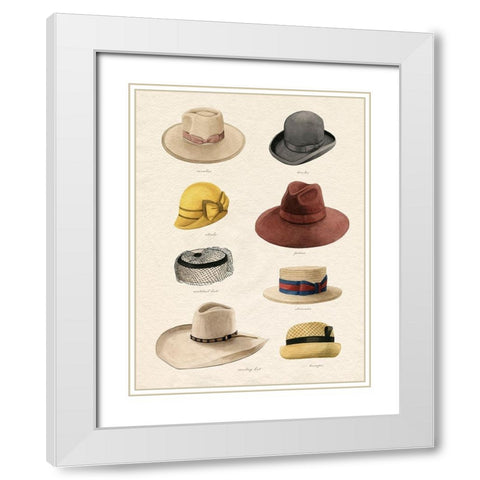 Vintage Hats II White Modern Wood Framed Art Print with Double Matting by Popp, Grace