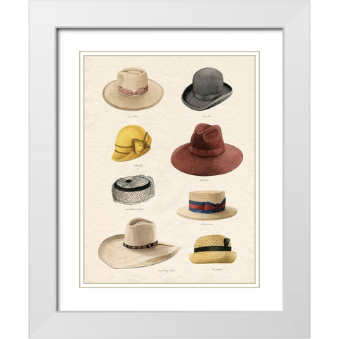 Vintage Hats II White Modern Wood Framed Art Print with Double Matting by Popp, Grace