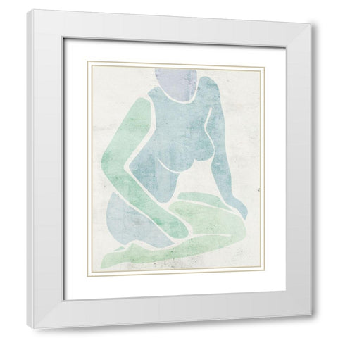 Stretching I White Modern Wood Framed Art Print with Double Matting by Wang, Melissa
