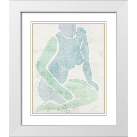 Stretching I White Modern Wood Framed Art Print with Double Matting by Wang, Melissa