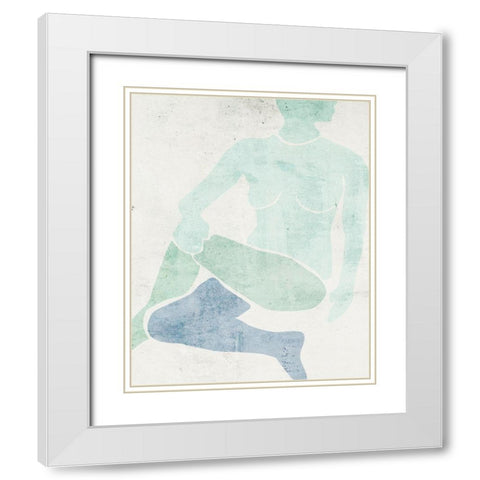 Stretching II White Modern Wood Framed Art Print with Double Matting by Wang, Melissa