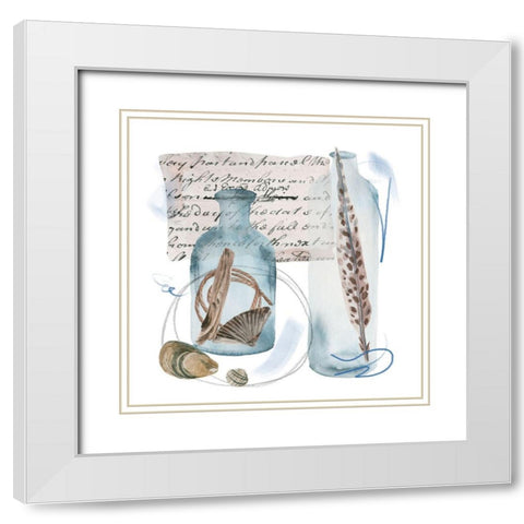 Message in a Bottle V White Modern Wood Framed Art Print with Double Matting by Wang, Melissa