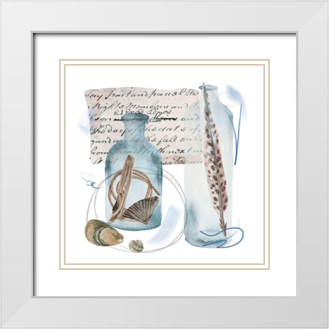 Message in a Bottle V White Modern Wood Framed Art Print with Double Matting by Wang, Melissa