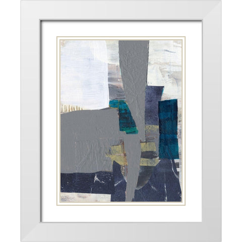 Teal Inset II White Modern Wood Framed Art Print with Double Matting by Goldberger, Jennifer