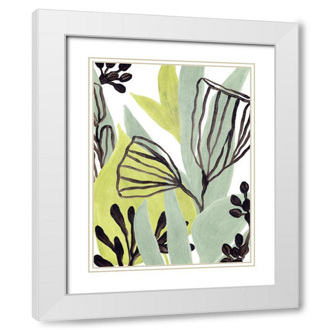 Tropical Collage IV White Modern Wood Framed Art Print with Double Matting by Vess, June Erica