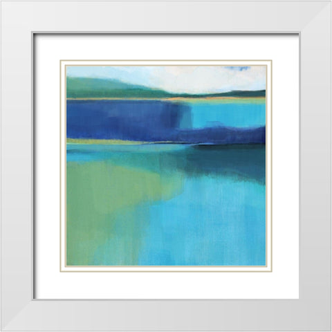 Lagoon II White Modern Wood Framed Art Print with Double Matting by Jerry, Alison