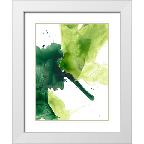 Emerald Swath I White Modern Wood Framed Art Print with Double Matting by Vess, June Erica