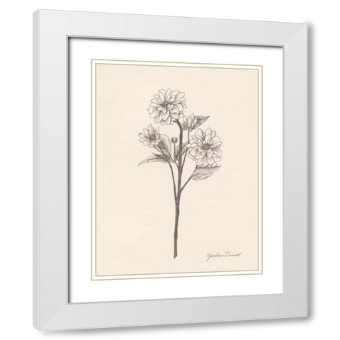 Garden Zinnias I White Modern Wood Framed Art Print with Double Matting by Popp, Grace