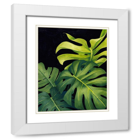 Night Monsteras I White Modern Wood Framed Art Print with Double Matting by Popp, Grace