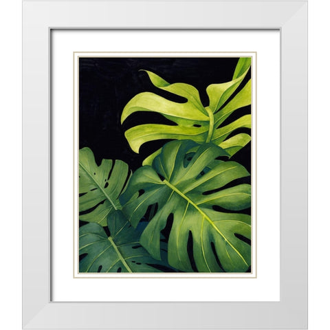 Night Monsteras I White Modern Wood Framed Art Print with Double Matting by Popp, Grace