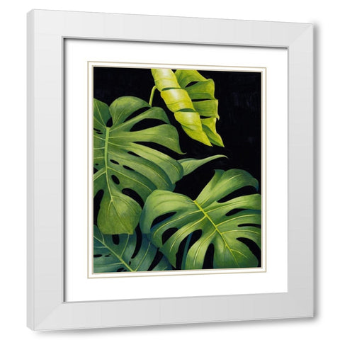 Night Monsteras II White Modern Wood Framed Art Print with Double Matting by Popp, Grace