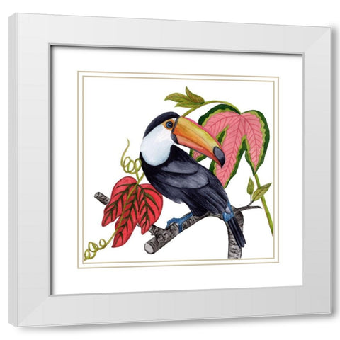 Toco Toucan I White Modern Wood Framed Art Print with Double Matting by Wang, Melissa