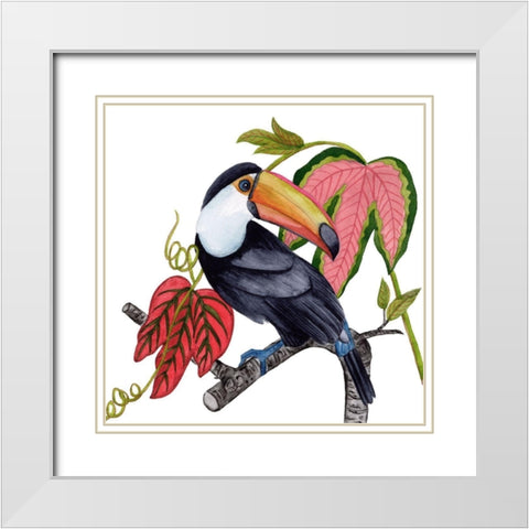 Toco Toucan I White Modern Wood Framed Art Print with Double Matting by Wang, Melissa