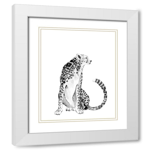 Chrome Cheetah I White Modern Wood Framed Art Print with Double Matting by Popp, Grace