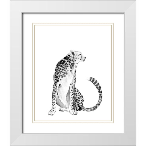 Chrome Cheetah I White Modern Wood Framed Art Print with Double Matting by Popp, Grace