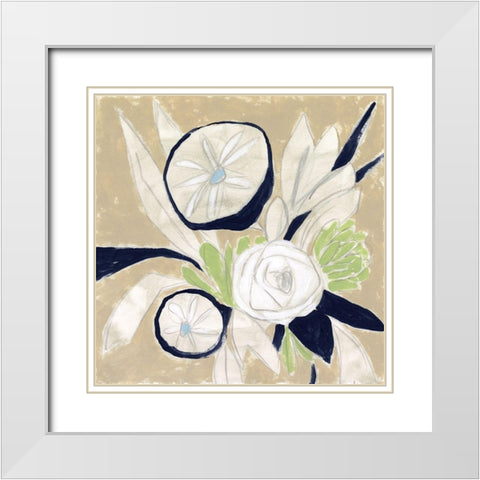Navy Bouquet Sketch I White Modern Wood Framed Art Print with Double Matting by Vess, June Erica