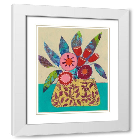 Boheme Floral I White Modern Wood Framed Art Print with Double Matting by Moore, Regina