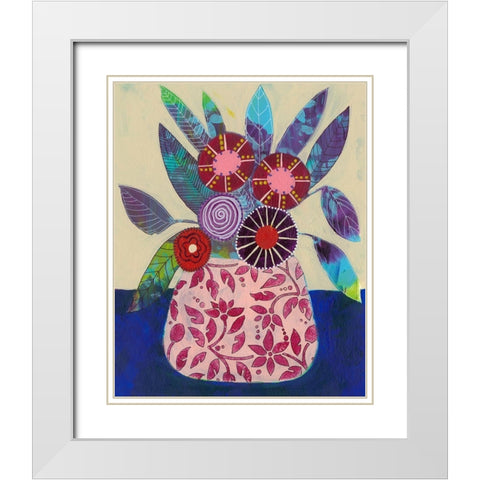 Boheme Floral II White Modern Wood Framed Art Print with Double Matting by Moore, Regina