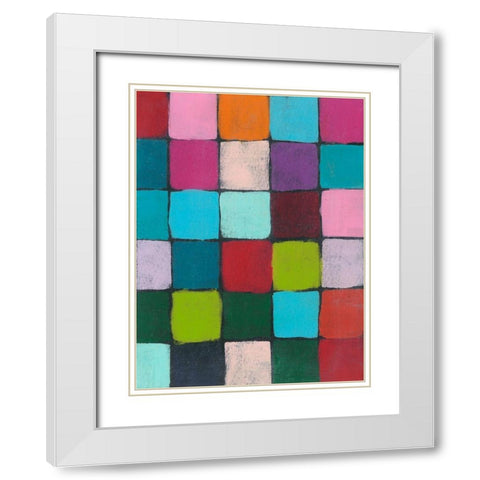 Colorful Harmony I White Modern Wood Framed Art Print with Double Matting by Moore, Regina